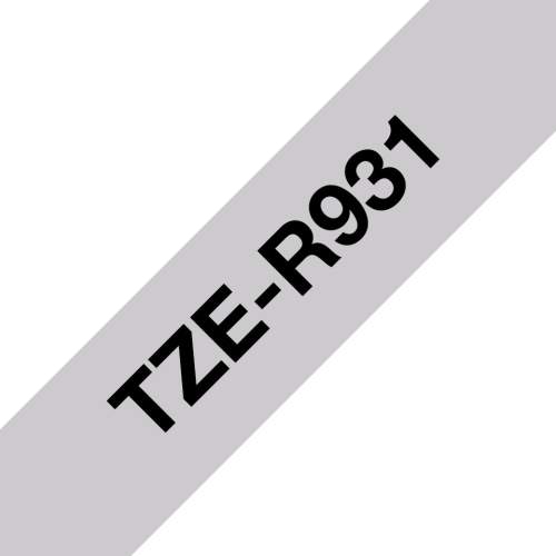 Brother TZE-R931 černá na stříbrné 12 mm textilní páska
