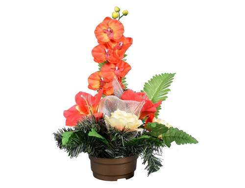 Nohel Garden Květina RŮŽE S ORCHIDEJÍ PODZIM aranžmá v misce 39cm