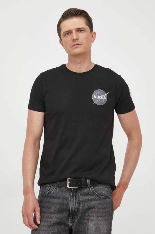 Alpha Industries Bavlněné tričko Space Shuttle T černá barva, s potiskem, 176507.03