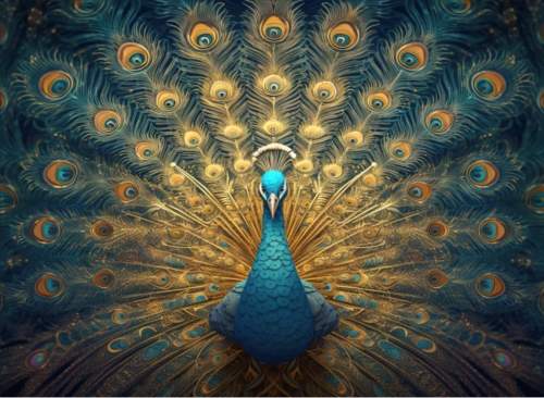 Dřevěné puzzle Charming peacock A3