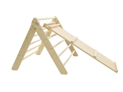 Dřevěná hrací sestava - Montessori Piklerové trojúhelník light + prkno 2v1