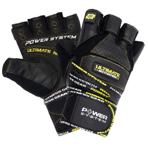Power System Celokožené rukavice Ultimate Motivation PS 2810 S žluté