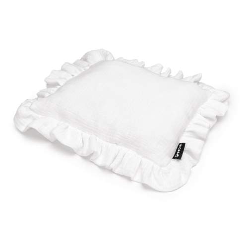 T-TOMI Mušelínový polštářek s volánkem white 25 x 30 cm