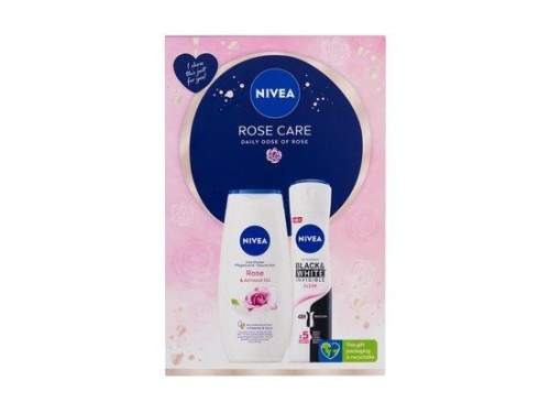 Nivea Rose Care dárková kazeta pro ženy sprchový gel Rose & Almond Oil 250 ml + antiperspirant Black & White Invisible Clear 150 ml