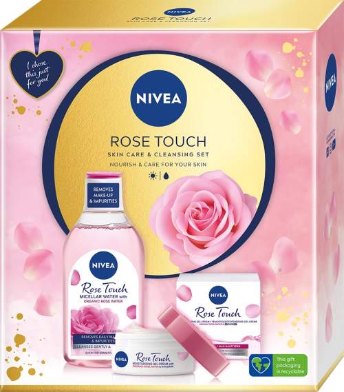 Nivea Rose Touch dárková kazeta pro ženy micelární voda Rose Touch 400 ml + denní gel-krém Rose Touch 50 ml