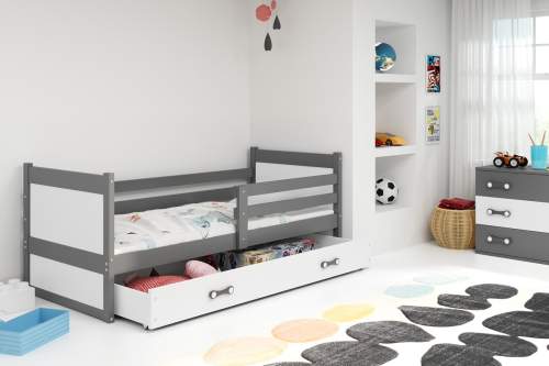 Dětská postel Rico 1 80x190, s úložným prostorem - 1 osoba - Grafit, Bílá