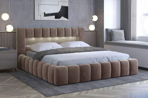 ELTAP Čalouněná postel LAMICA 160 cm kovový rošt Barva: Monolith 09