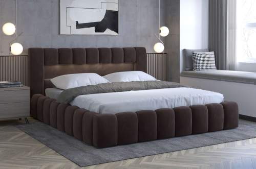 ELTAP Čalouněná postel LAMICA 140 cm kovový rošt Barva: Monolith 29