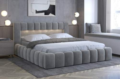 ELTAP Čalouněná postel LAMICA 140 cm kovový rošt Barva: Monolith 85