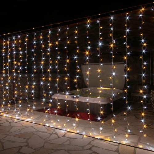 Vánoční osvětlení - světelný závěs - 3x3 m studená/teplá bílá 300 LED - VOLTRONIC