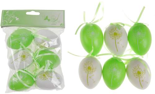 Autronic Vajíčka plastová zelená a bílá, sada 6 kusů VEL5049-GRN