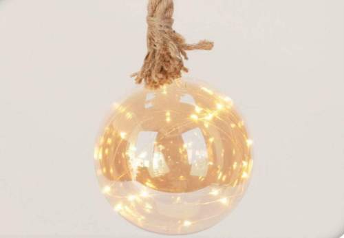 Home Styling Collection Vánoční koule LED s provázkem, O 15 cm, hnědá