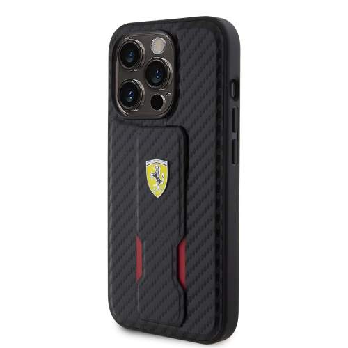 Ferrari Carbon Grip Stand pro iPhone 15 Pro Black FEHCP15LGSNCAK