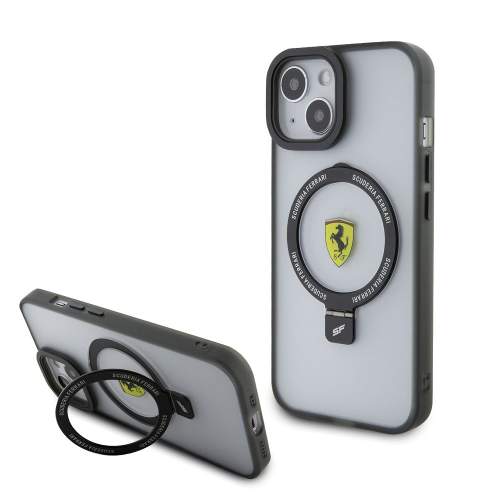 Ferrari Ring Stand MagSafe pro iPhone 15 Transparent/Black Outline FEHMP15SUSCAK