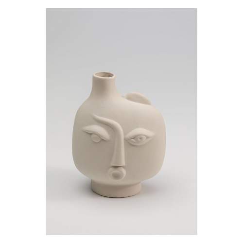 KARE Design Bílá keramická váza Spherical Face - levá, 16cm
