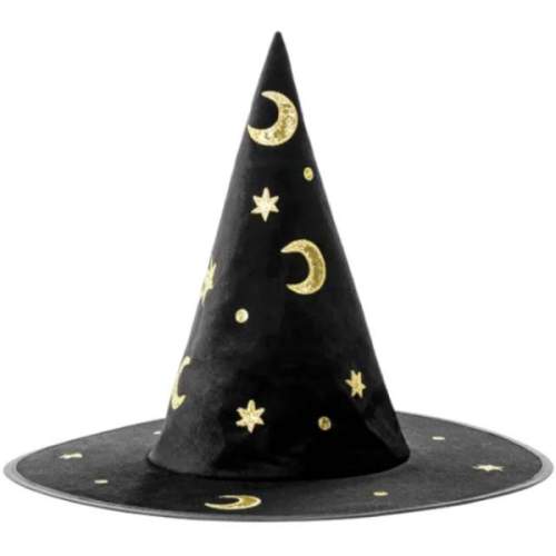 Party Deco Čarodejnický klobouk černý s hvězdami