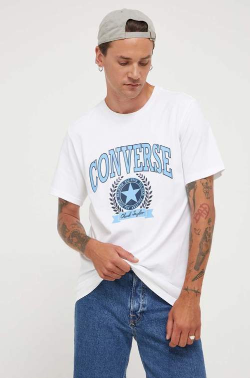 Converse Bavlněné tričko bílé s potiskem