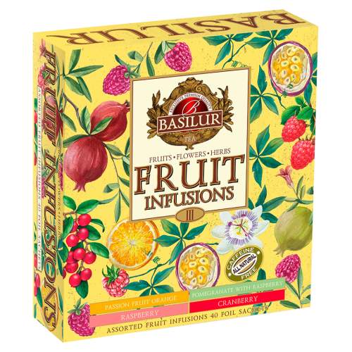 Dárková kolekce čajů, Basilur Fruit Infusions Assorted Vol. 2, papírová kazeta, porcovaný, 40 sáčků