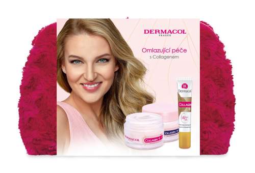 Dermacol Collagen+ dárková sada denní pleťová péče SPF10 50 ml + noční pleťová péče 50 ml + pleťové sérum 12 ml + kosmetická taštička pro ženy
