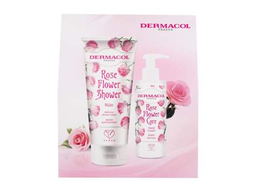Dermacol Rose Flower dárková kazeta pro ženy sprchový krém Rose Flower Shower 200 ml + krém na ruce Rose Flower Care 150 ml