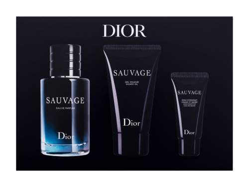 Christian Dior Sauvage dárková sada parfémovaná voda 60 ml + sprchový gel 50 ml + hydratační krém na obličej a vousy 20ml pro muže