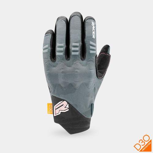 RACER ROCK 3 rukavice černá/šedá/růžová S