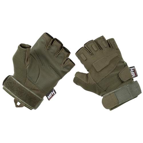 MFH Tactical rukavice bez prstů 1/2, olivové - L