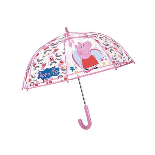 TULIMI Dětský průhledný holový deštník Peppa Pig- růžový