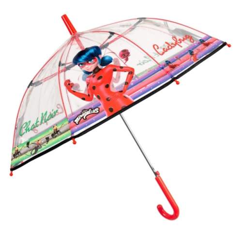TULIMI Dětský průhledný holový deštník Lady Bug - červený