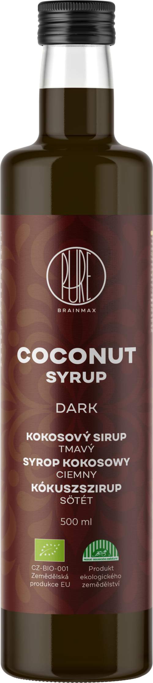 BrainMax Pure Coconut Syrup - Dark, Kokosový sirup - tmavý, BIO, 500 ml