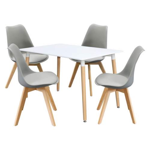 IDEA nábytek Jídelní stůl 120x80 QUATRO bílý + 4 židle QUATRO šedé