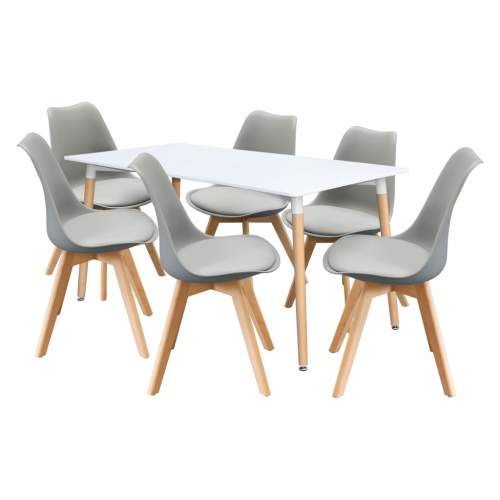 IDEA nábytek Jídelní stůl 160x90 QUATRO + 6 židlí QUATRO šedé