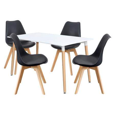 IDEA nábytek Jídelní stůl 140x90 QUATRO bílý + 4 židle QUATRO černé