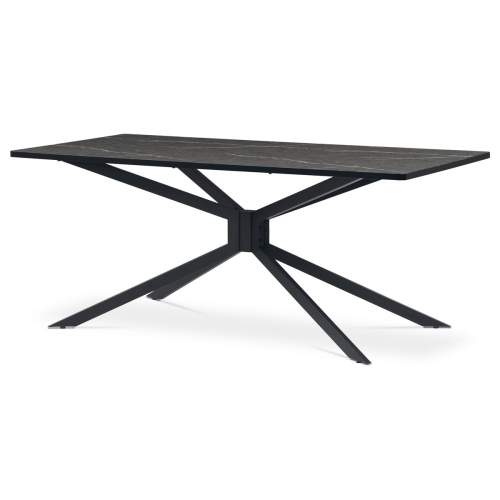 Autronic HT-885 GREY Jídelní stůl, 180x90x75 cm, MDF deska, dekor šedý mramor,  kovovová hvězdicová podnož, černý mat