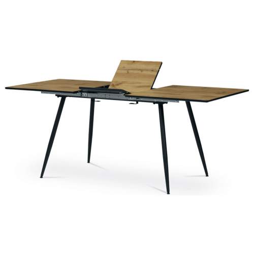 Autronic Jídelní stůl, 140+40x80x76 cm, MDF deska, dýha divoký dub, kov, černý lak HT-921 OAK