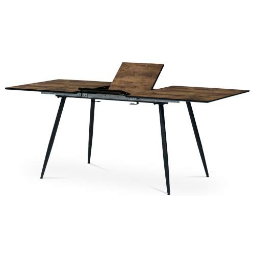Autronic HT-921 OLW Jídelní stůl, 140+40x80x76 cm, MDF deska, dýha v imitaci staré dřevo, kov, černý lak