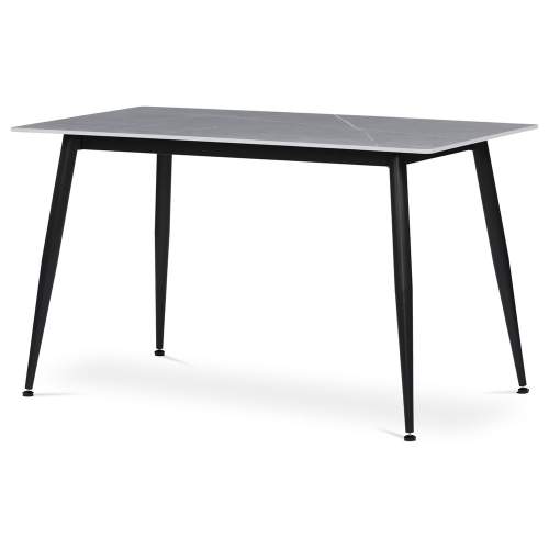 AUTRONIC Stůl jídelní 130 x 70 x 76 cm, deska slinutý kámen v imitaci matného mramoru, černé kovové nohy