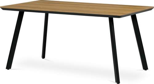 Autronic Jídelní stůl, 160x90x76 cm, MDF deska, dýha ostín dub, kovové nohy, černý lak HT-532 OAK