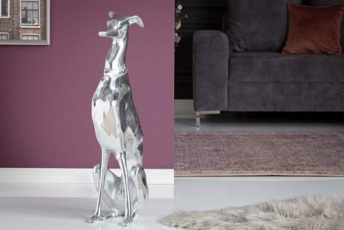 Estila Luxusní moderní dekorační soška psa stříbrná