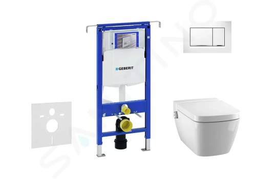 Geberit Duofix Modul pro závěsné WC s tlačítkem Sigma30, bílá/lesklý chrom + Tece One - sprchovací toaleta a sedátko, Rimless, SoftClose 111.355.00.5 NT5