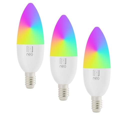 IMMAX NEO LITE 3x Smart žárovka LED E14 6W RGB+CCT stmívatelná WiFi Beacon DO