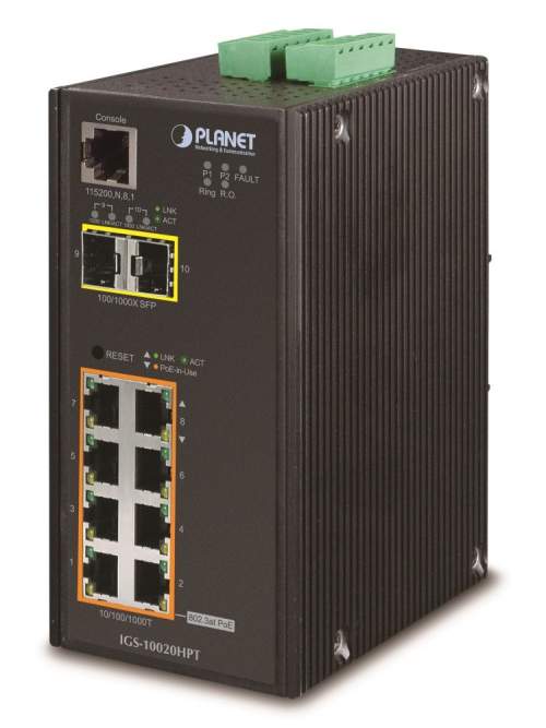 Planet IGS-10020HPT PoE switch 8x 1000Base-T