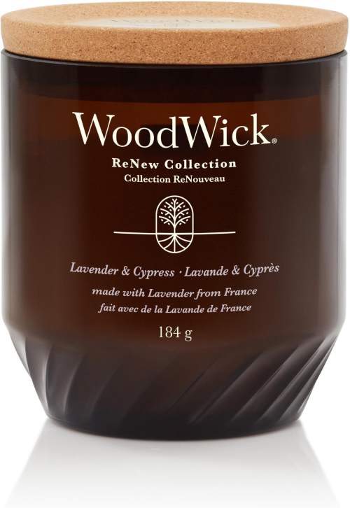 WoodWick Vonná svíčka ReNew sklo střední Lavender & Cypress 184 g