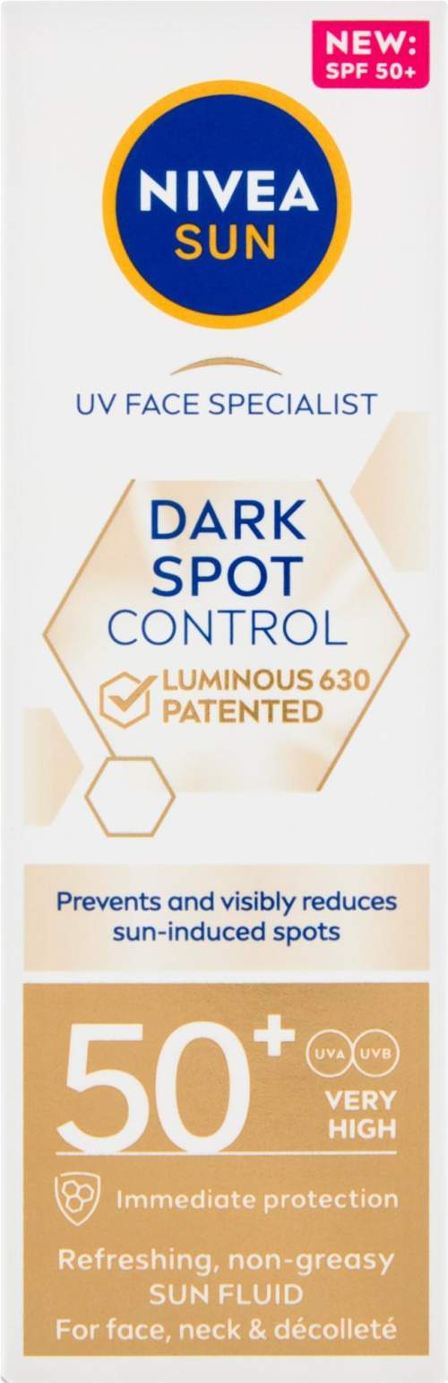 Nivea Pleťový krém na opalování OF 50+ Sun Dark Spot Control Luminous 630 (Sun Fluid) 40 ml