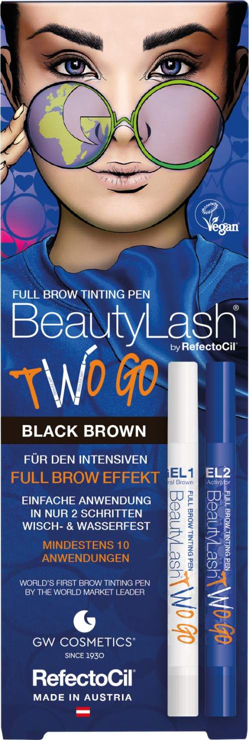 RefectoCil BeautyLash Two Go Tinting Pen barva na obočí v peru black brown