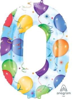 Amscan Balónky fóliové narozeniny číslo 0 motiv balónky 86cm