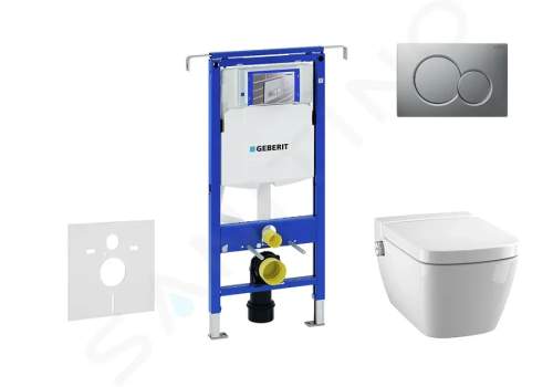 Geberit Duofix Modul pro závěsné WC s tlačítkem Sigma01, matný chrom + Tece One - sprchovací toaleta a sedátko, Rimless, SoftClose 111.355.00.5 NT3