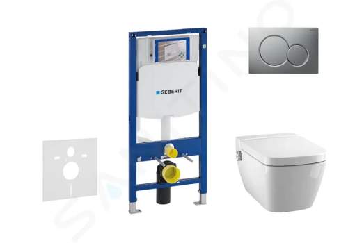 Geberit Duofix Modul pro závěsné WC s tlačítkem Sigma01, matný chrom + Tece One - sprchovací toaleta a sedátko, Rimless, SoftClose 111.300.00.5 NT3