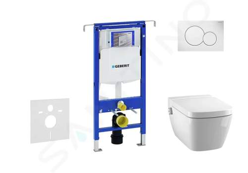 Geberit Duofix Modul pro závěsné WC s tlačítkem Sigma01, alpská bílá + Tece One - sprchovací toaleta a sedátko, Rimless, SoftClose 111.355.00.5 NT1