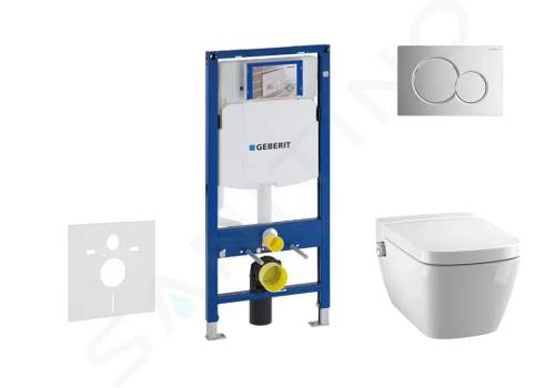 Geberit Duofix Modul pro závěsné WC s tlačítkem Sigma01, lesklý chrom + Tece One - sprchovací toaleta a sedátko, Rimless, SoftClose 111.300.00.5 NT2
